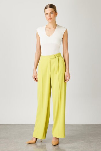 Moda İlgi Acid Modailgi Belt - Metal Buckle and Belted Pleated Trousers 7571