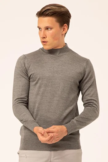 SÜVARİ Süvari Comfortable Fit Half Fisherman Wool Anthracite Knitwear