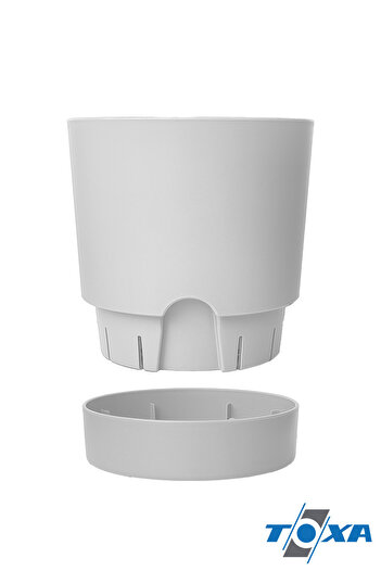 ToXA 9 Litre Beyaz Begonya Saksı Tabaklı Dekoratif Mat Plastik Saksı