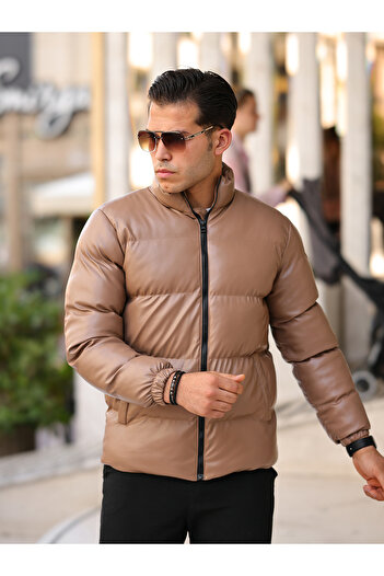BOYS MANS Men's Leather Winter Coat Water and Cold Proof Puffer Coat