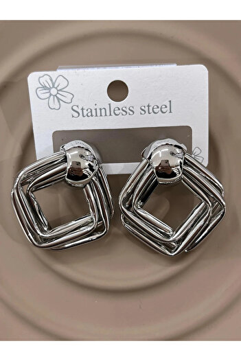 YASİN TOPÇU Steel Silver Silver Color Modern Stylish Earrings