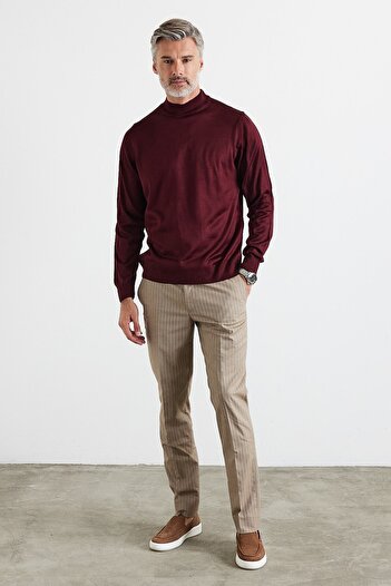 Livio Ferri Men's Plus Size Regular Cut Half Turtleneck Knitwear Sweater