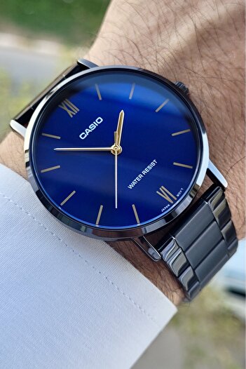 Casio Men's Wristwatch with Navy Blue Cord Black Color