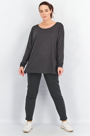 Tchibo Women Regular Fit Long Sleeve Yoga Top, Dark Grey