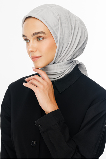 Mooncorn Silver Viora Pattern Silky Jacquard Scarf