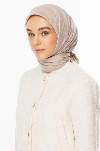 Mooncorn Beige Viora Pattern Silky Jacquard Scarf