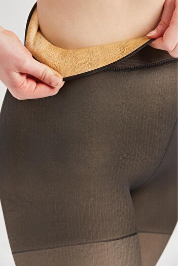 Bolero Thin Looking Black Pantyhose with Fleece Inside