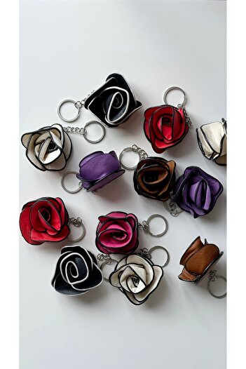 Âlâ Atelier Pink Leather Rose Flower Fabric Bag with Key