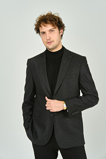 GİO Ανδρικό μάλλινο μπουφάν Gio Anthracite - Classic Cut, Regular Fit 3350