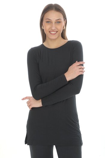 penyebizden Women's Viscose Full Lycra Tunic-Smoked