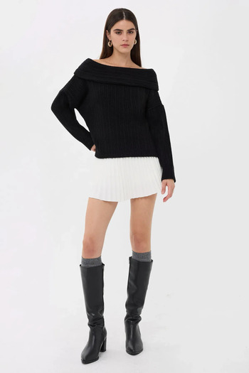 Hiccup Off Shoulder Knitted Sweater