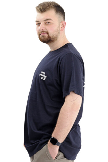 ModeXL Ανδρικό μπλουζάκι King Size - Mode XL, Crew Neck, εμπριμέ THE OTHER SIDE U24039 Navy