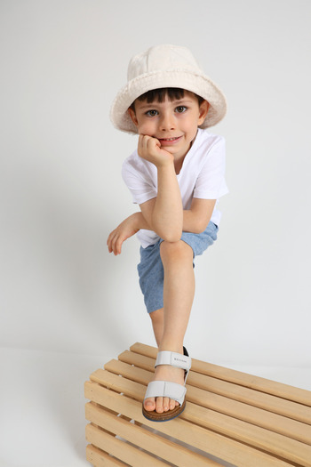 kids A more Pablo Erkek Çocuk Deri Sandalet Buz Gri