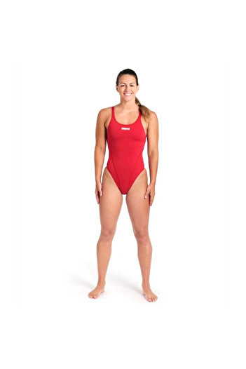 ARENA Team Swimsuit Swim Tech Solid Kadın Kırmızı Yüzücü Mayosu 004763450