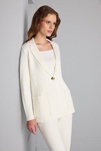 JOIN US Tek Düğmeli Triko Blazer Ceket