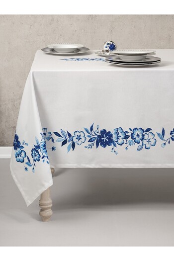 Cotton Box Violet Blue Board Printed Tablecloth