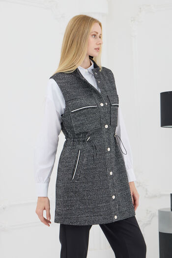 Moodbasic Mb28.72 Silver Striped Knitwear Vest