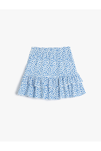 Koton Fusta mini cu imprimeu floral - Volane și talie stratificată elastică