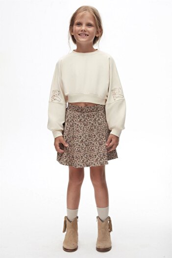 nk kids Ki̇ds 37520 Girl's Cream Leo Sweat