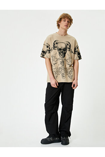 Koton Μπλουζάκι Oversize - Skull Printed Crew Neck