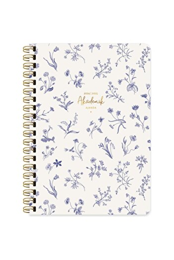 KESKİN COLOR Sharp Color Academic Agenda - Spiral Blue Flowers 17X24 830226 -99
