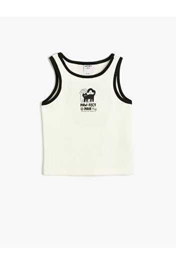 Koton Cotton Crew Neck Tank Top - Cat Printed