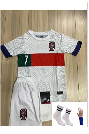 yenteks Ronaldo White Portugal National Team Kids Jersey Set 4 Pieces