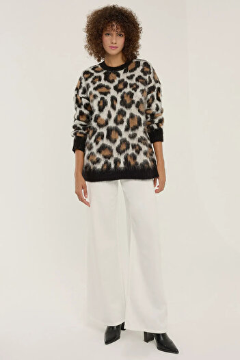 Hiccup Leopard Patterned Knitted Sweater
