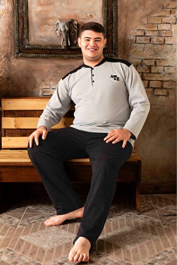 CALİA Plus Size 2 Thread Oversize Men's Pajamas Set New Season