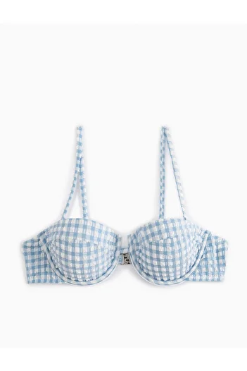 Koton Horní díl bikin Gingham bez ramínek – detail na popruh