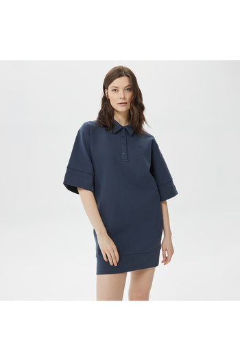 Lacoste Kadın Loose Fit Kısa Kollu Polo Yaka Lacivert Elbise