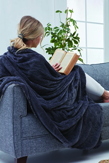 Mislina Home Anthracite 4 Season Plush Fleece Blanket - Deluxe Wellsoft Tv Blanket 100X150 cm