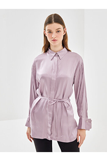 LC Waikiki LCW Striped Oversize Satin Women's Shirt Tunic