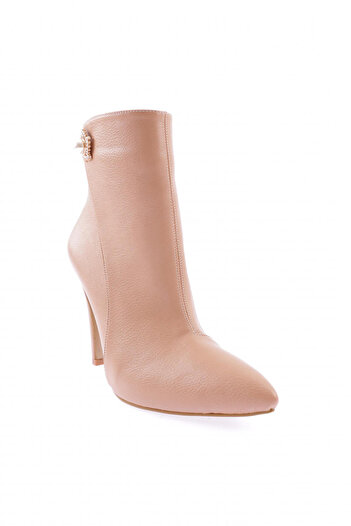 DGN 4247 Model - Women's Pearl Stone Detailed Pointed Toe Thin Heeled Boots