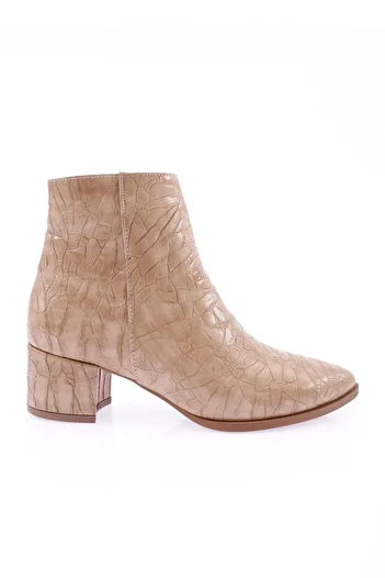 DGN Γυναικεία μποτάκια με μυτερό τακούνι Nude Crocodile 291918212674
