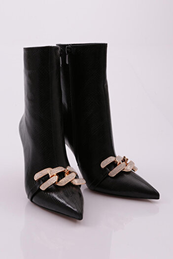 DGN 5128-22K Women's Pointed Toe Garnished Long Thin Heeled Boots