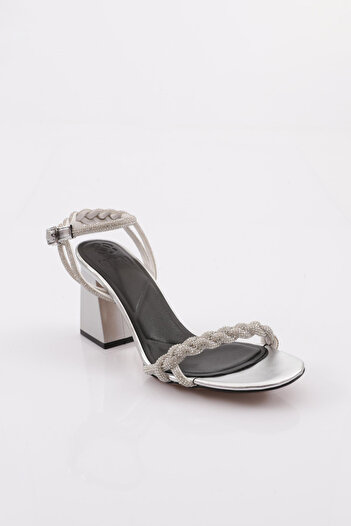 DGN Women's Silver Stone Twisted Heeled Sandals Silver Opening 91721033