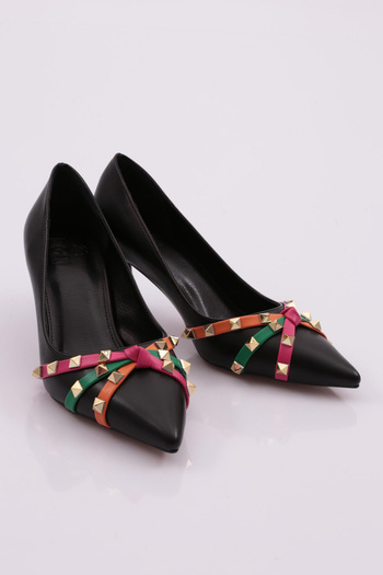 DGN 37015 Women's Thorn Stone Detailed Heeled Shoes