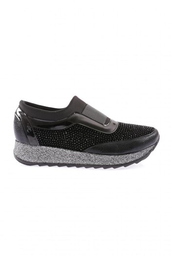 DGN Women's Thick Sole Silver Stone Sneakers Shoes Black 112130142674