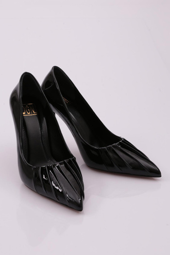 DGN Black Patent Leather Women's Heeled Shoes - 2364132859