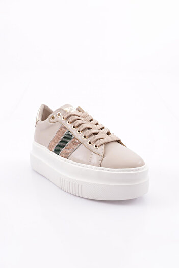 DGN Kadın Kalın Silver Taşlı Sneakers Ayakkabı Bej 15299763118