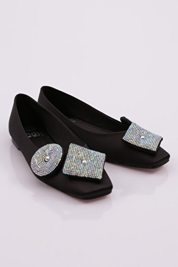 DGN Black Satin Women's Ballerinas - 4141535