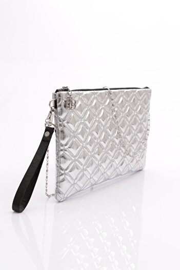DGN 4004 Model Women's Diamond Patterned Clutch Bag