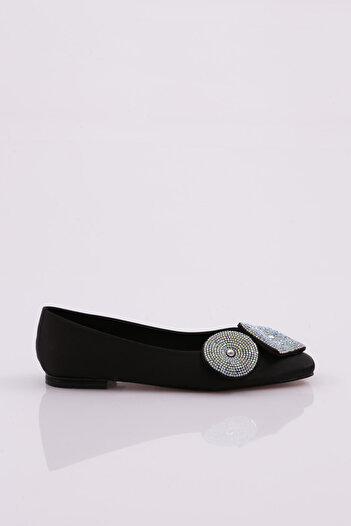 DGN Black Satin Women's Ballerinas - 4141535