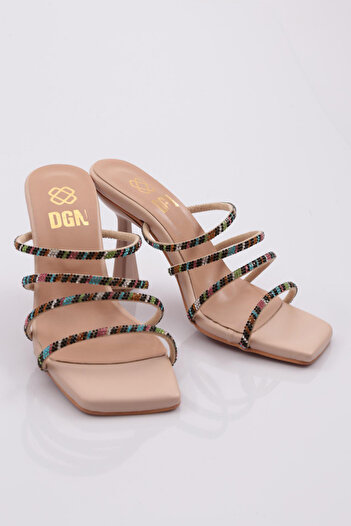 DGN 1273 Women's Four Color Striped Heeled Slippers