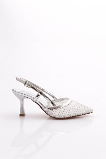 DGN Women's Evening Dress Heeled Shoes Silver Mirror 213782621