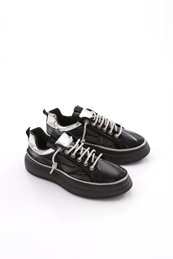 DGN Women's Stone Rope Laced Thick Sole Sports Shoes Black Parachute Black 35662682