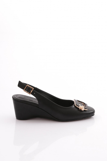 DGN Women's Back Tie Heeled Shoes Black 354223539