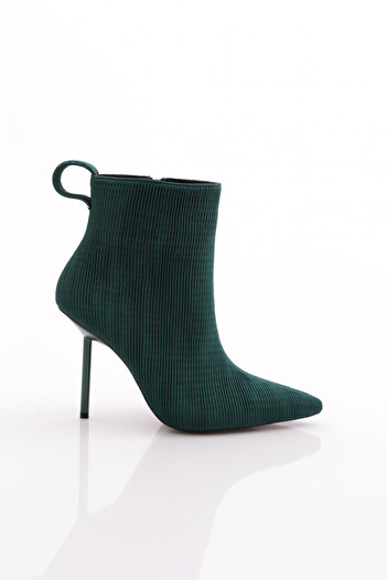 DGN 8017 Women's Back Elastic Heeled Boots Green Striped