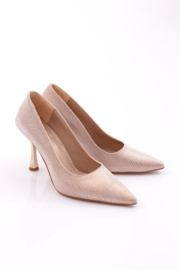 DGN Women's Pointed Toe Heeled Shoes Rose Crocodile 21243534